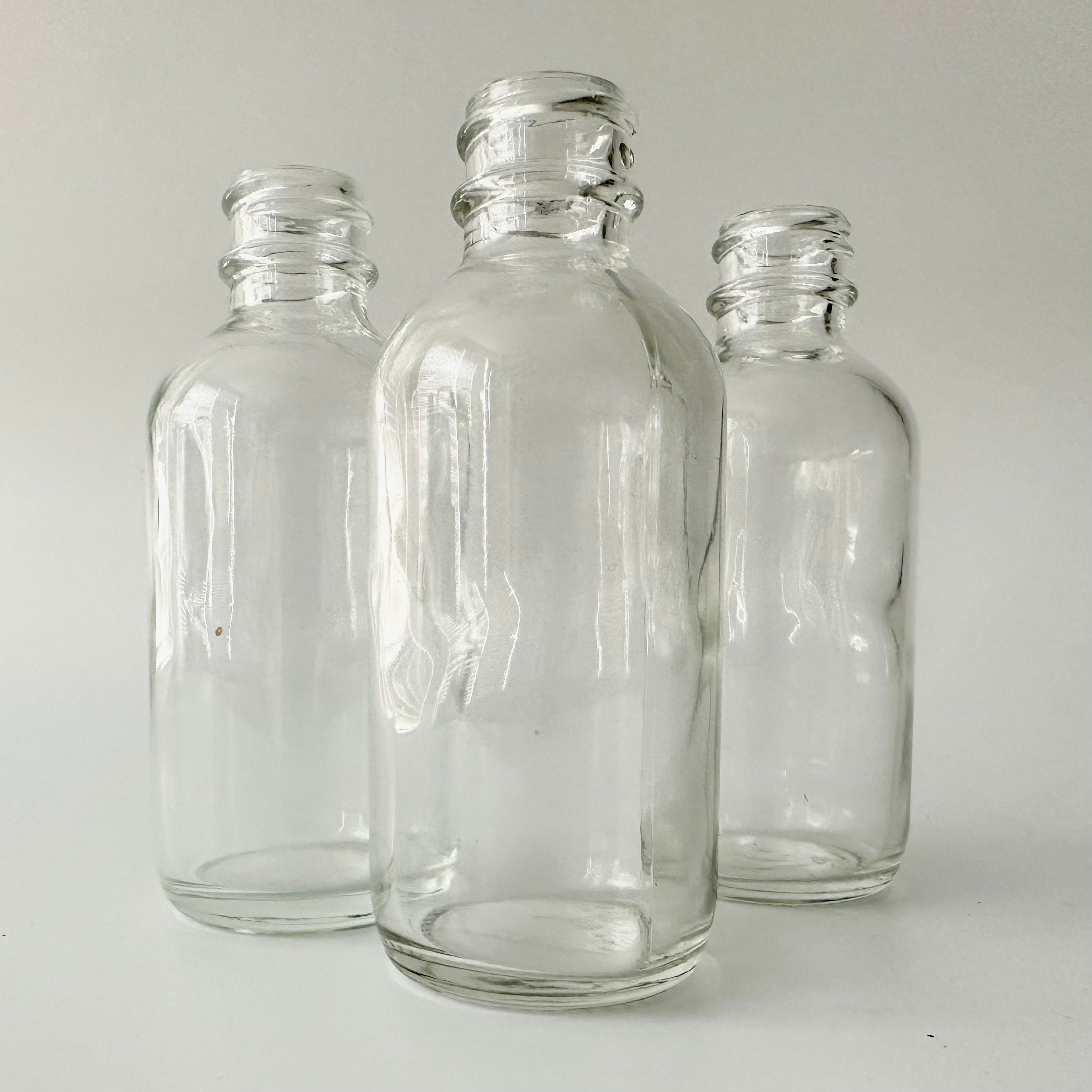 2oz Clear Glass Boston Round Bottles: DIY Essential Oils, Liquids