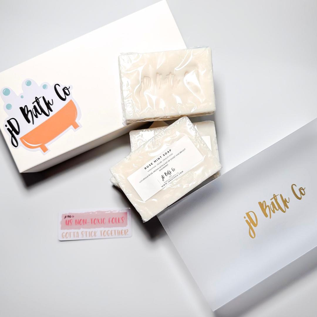 Rose Mint Soap Bar Set: Handmade Organic Soap for Sensitive Skin