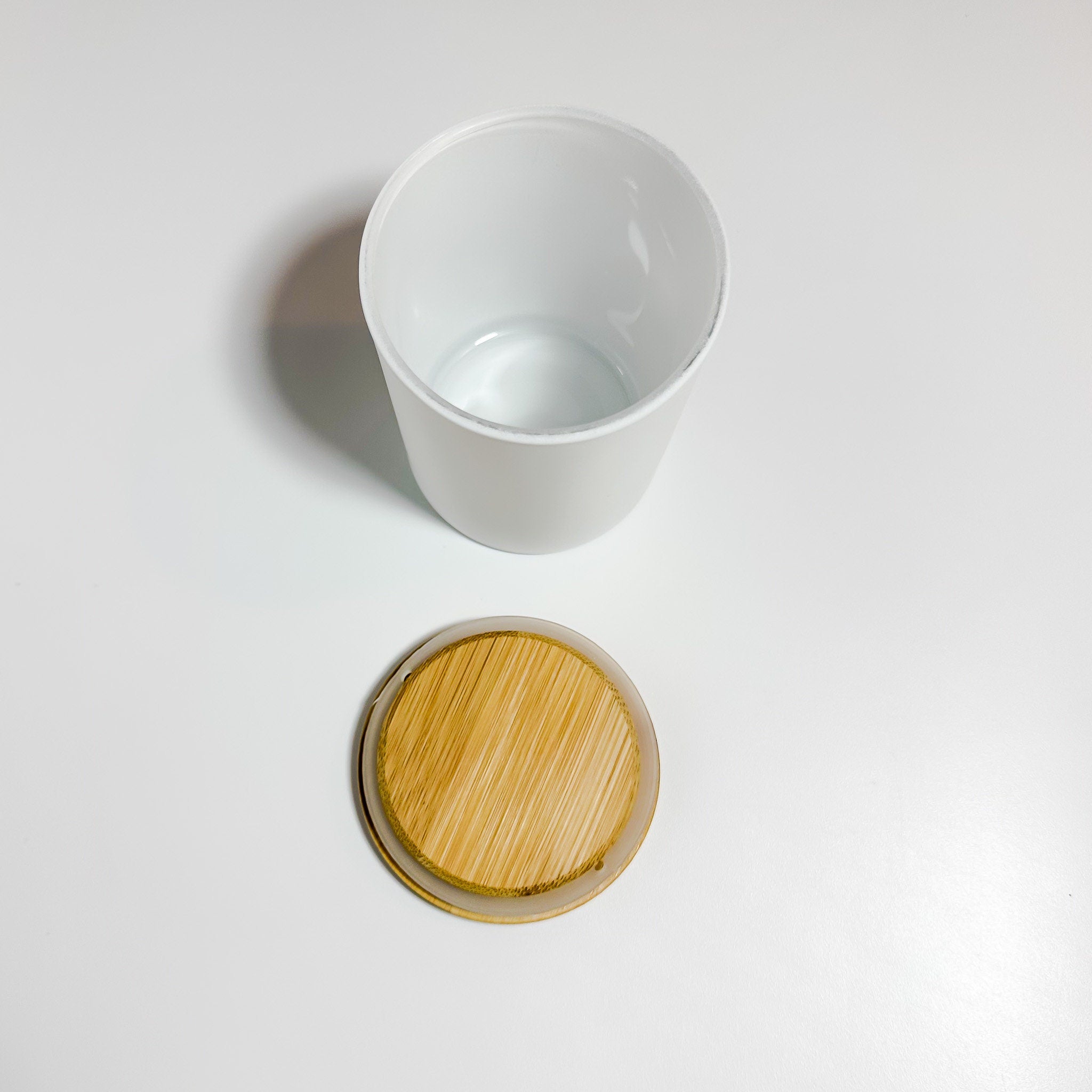 Matte White Glass Candle Jar with Bamboo Lid - 7oz Organizer