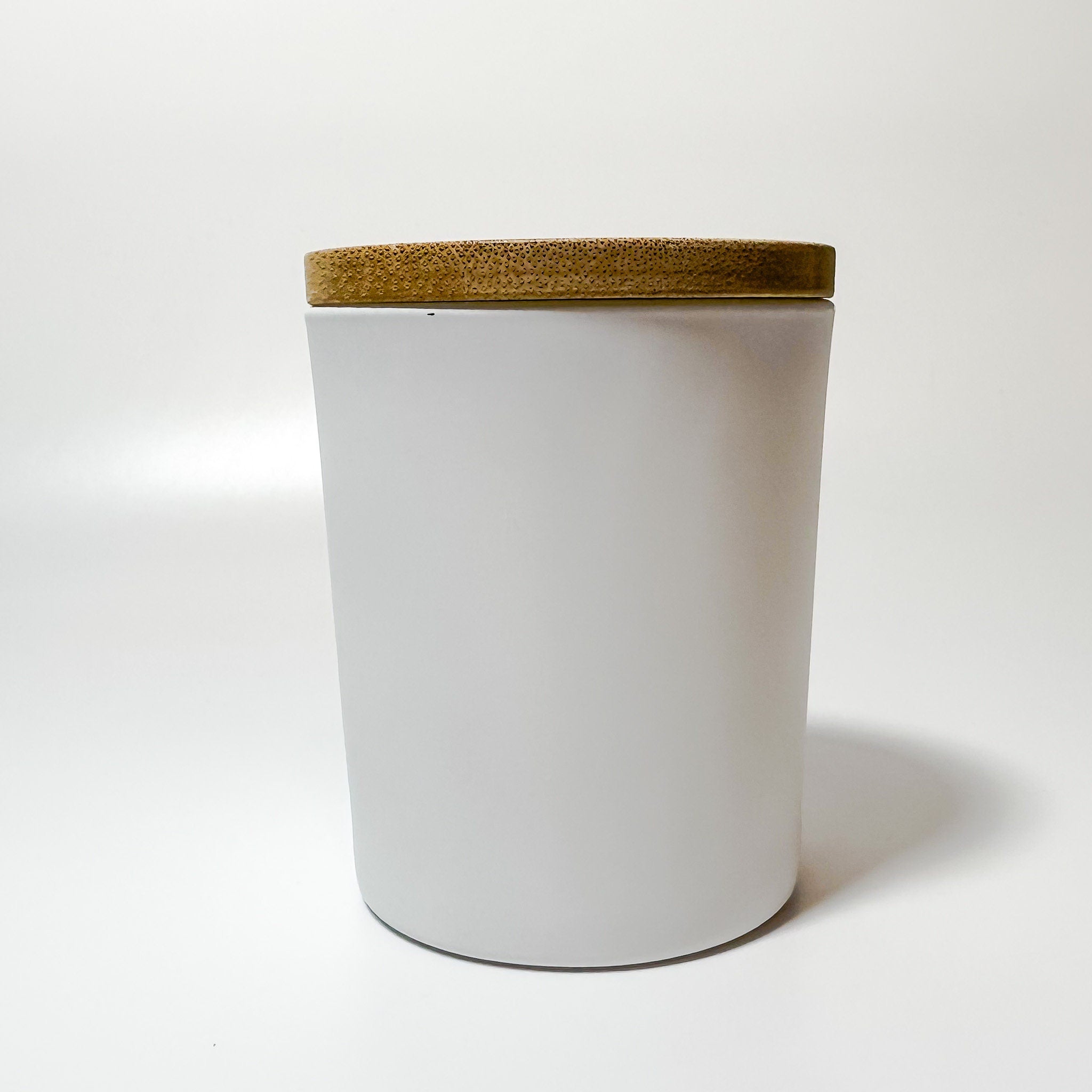 Matte White Glass Candle Jar with Bamboo Lid - 7oz Organizer
