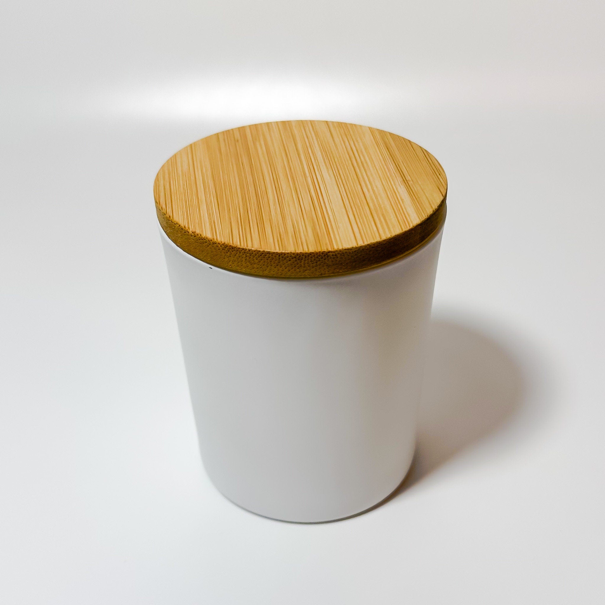 Matte White Glass Candle Jar with Bamboo Lid - 7oz Organizer
