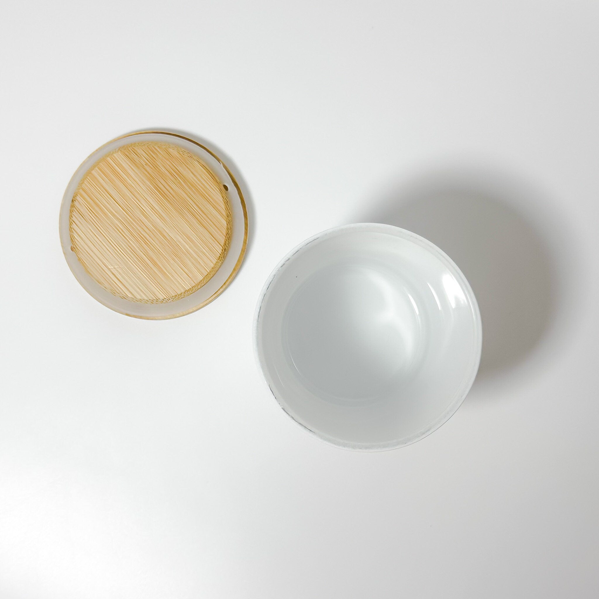 Matte White Glass Candle Jar with Bamboo Lid - 7oz Organizer