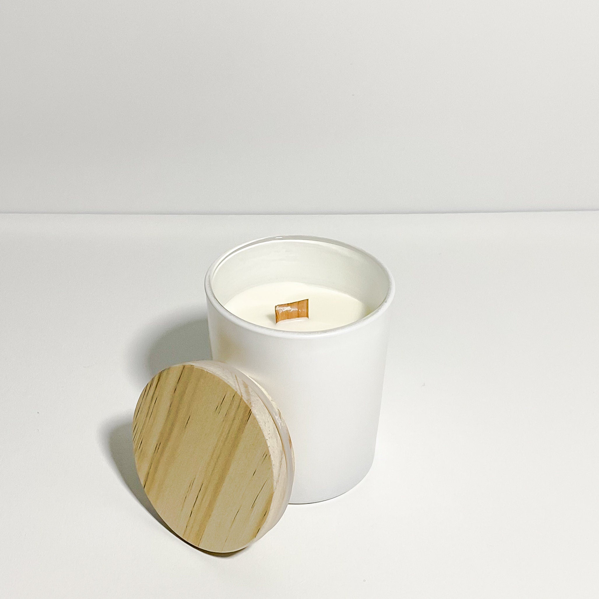 Matte White Glass Candle Jar with Bamboo Lid - 7oz Organizer