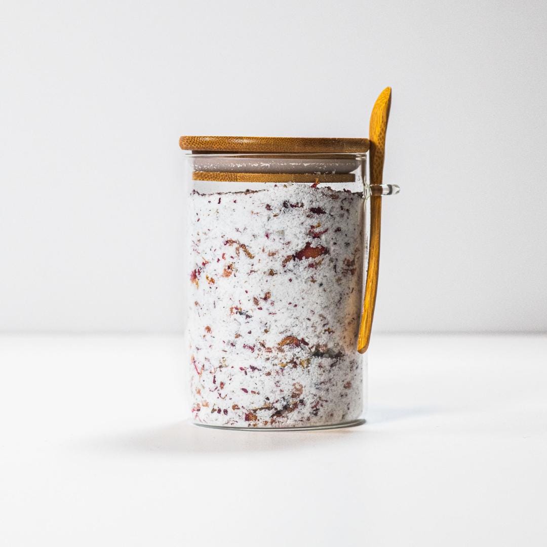 Glass Canister with Bamboo Lid + Spoon - 15oz  Airtight Jar - Overnight Oats Container Coffee Bar Food Storage Jar Cereal Nuts Salts Spice