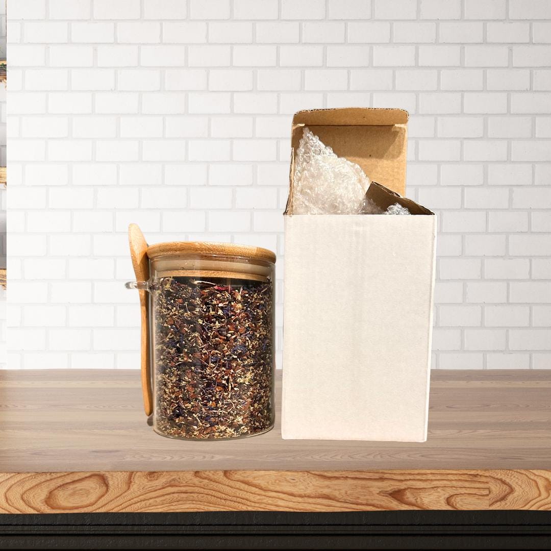 Glass Canister with Bamboo Lid + Spoon - 15oz  Airtight Jar - Overnight Oats Container Coffee Bar Food Storage Jar Cereal Nuts Salts Spice