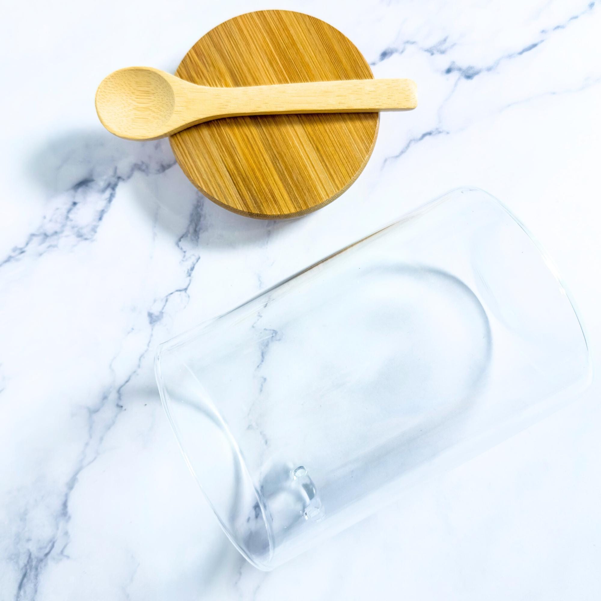 Airtight Glass Kitchen Canister with Bamboo Lid & Spoon - 450ml