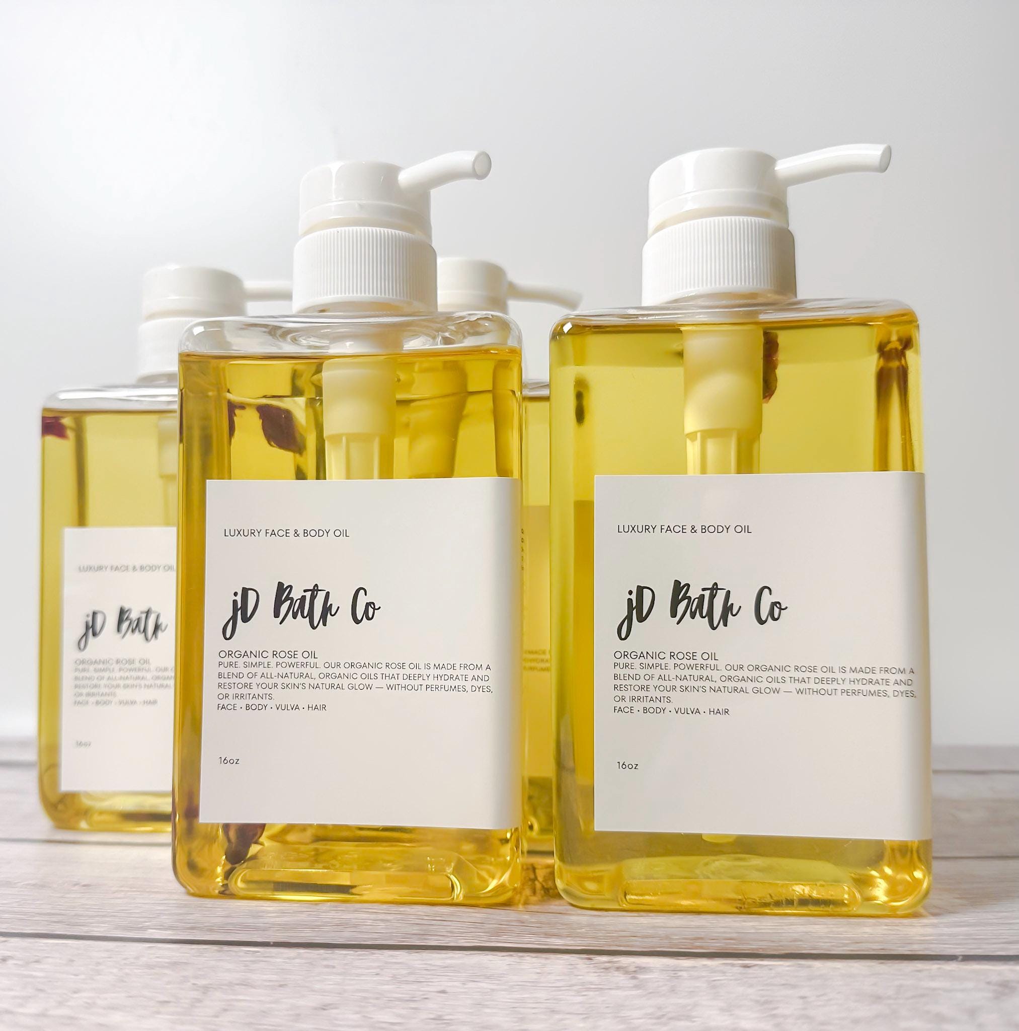 Luxe 16oz Rose Oil with Organic Rose Buds  jD Bath Co.