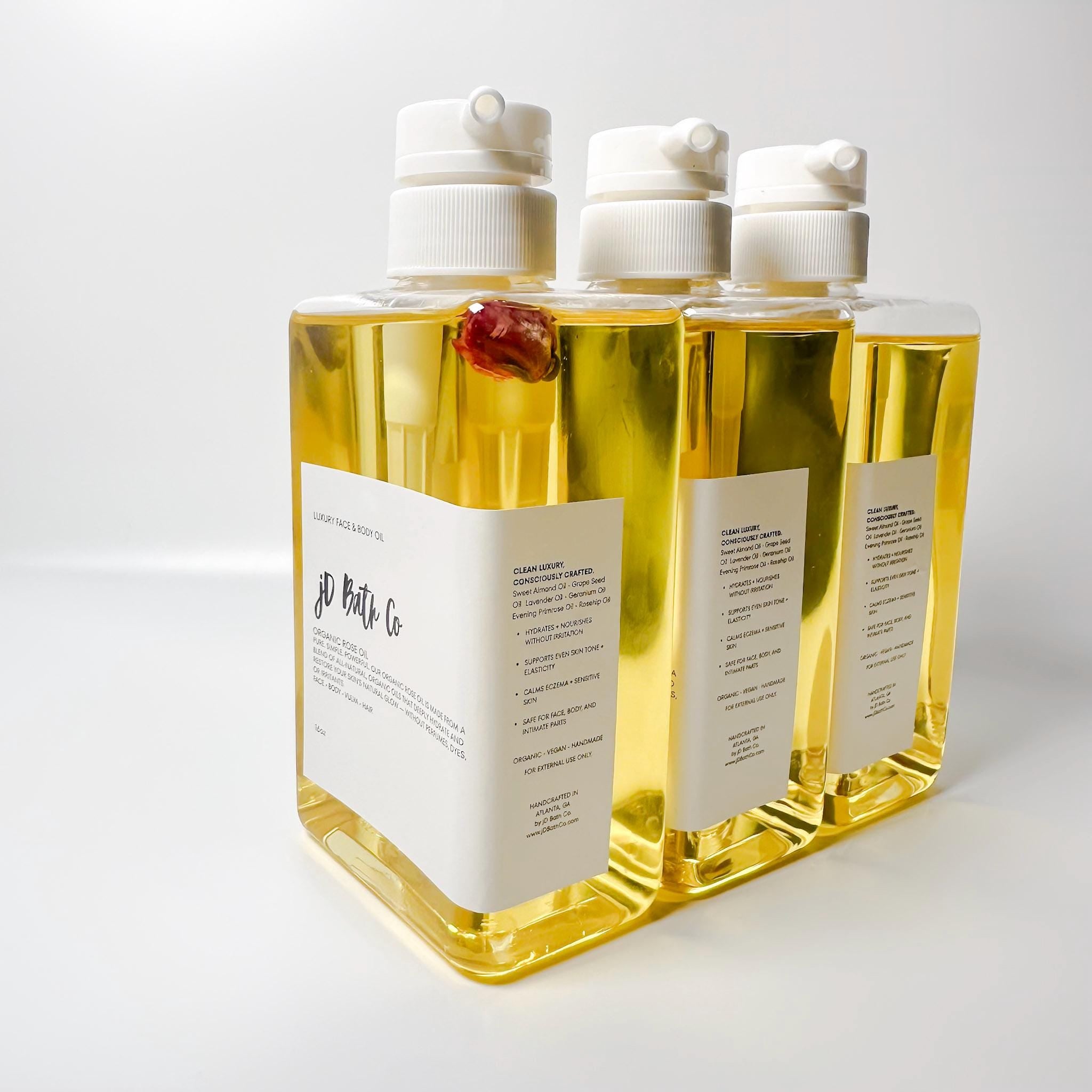 Luxe 16oz Rose Oil with Organic Rose Buds  jD Bath Co.
