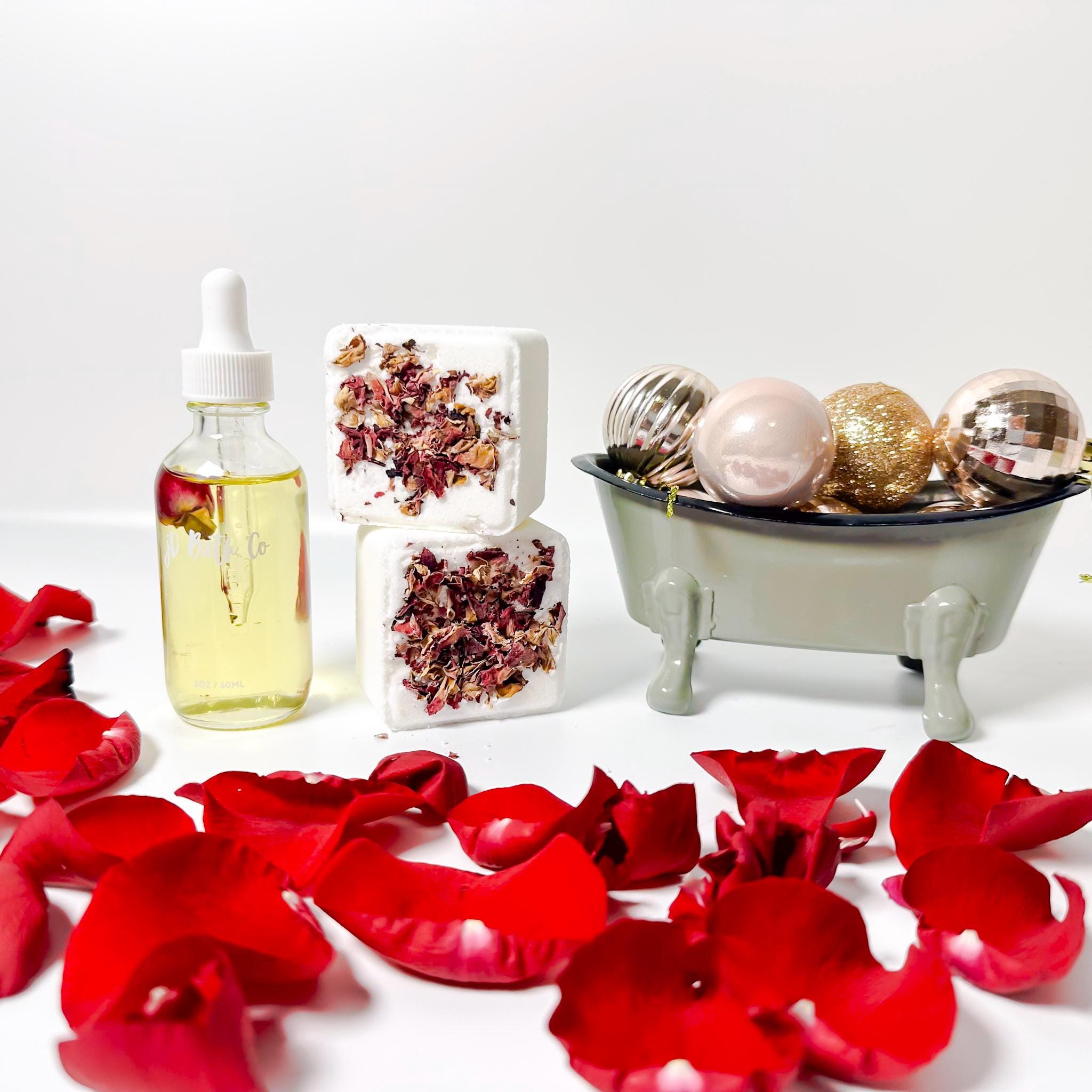 Rose Self-Care Set  Organic Bath Brick & Rose Oil