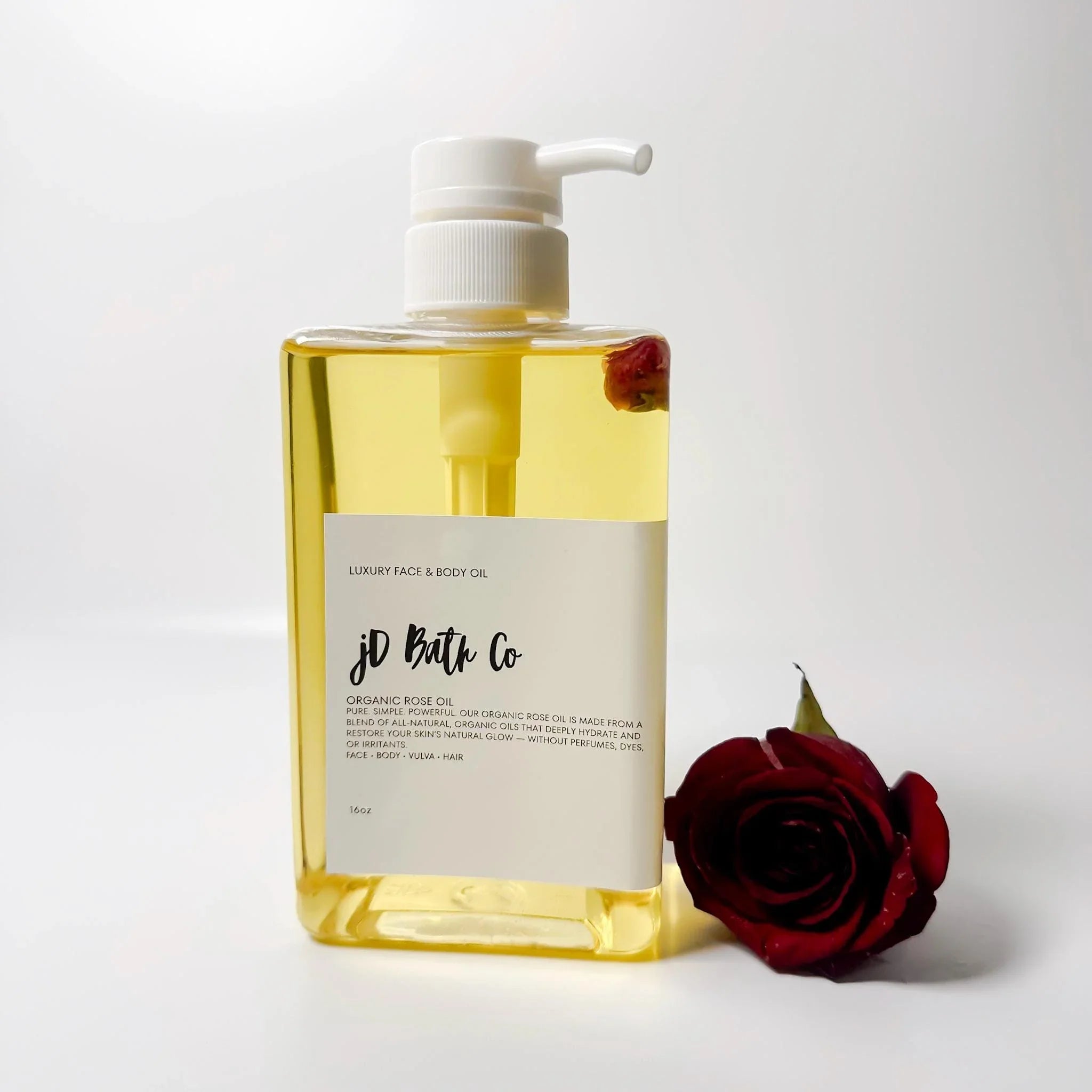 Luxury Rose Body Oil – 16oz Organic Rose Oil for Glowing Skin - jD Bath Co - ET-4398326400