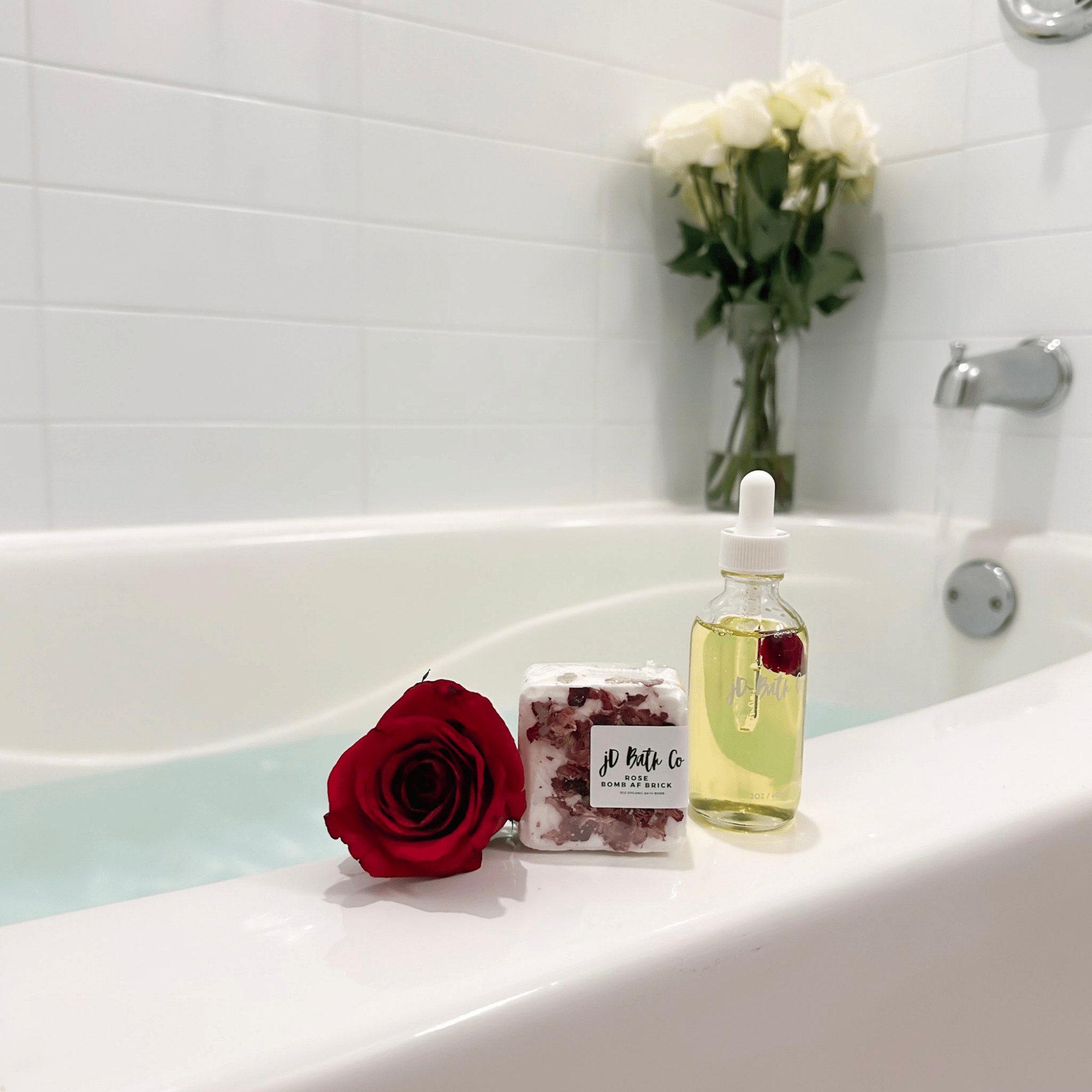 Organic Rose Face & Body Oil: Vegan Moisturizer for Sensitive Skin - jD Bath Co - ET-26378636121