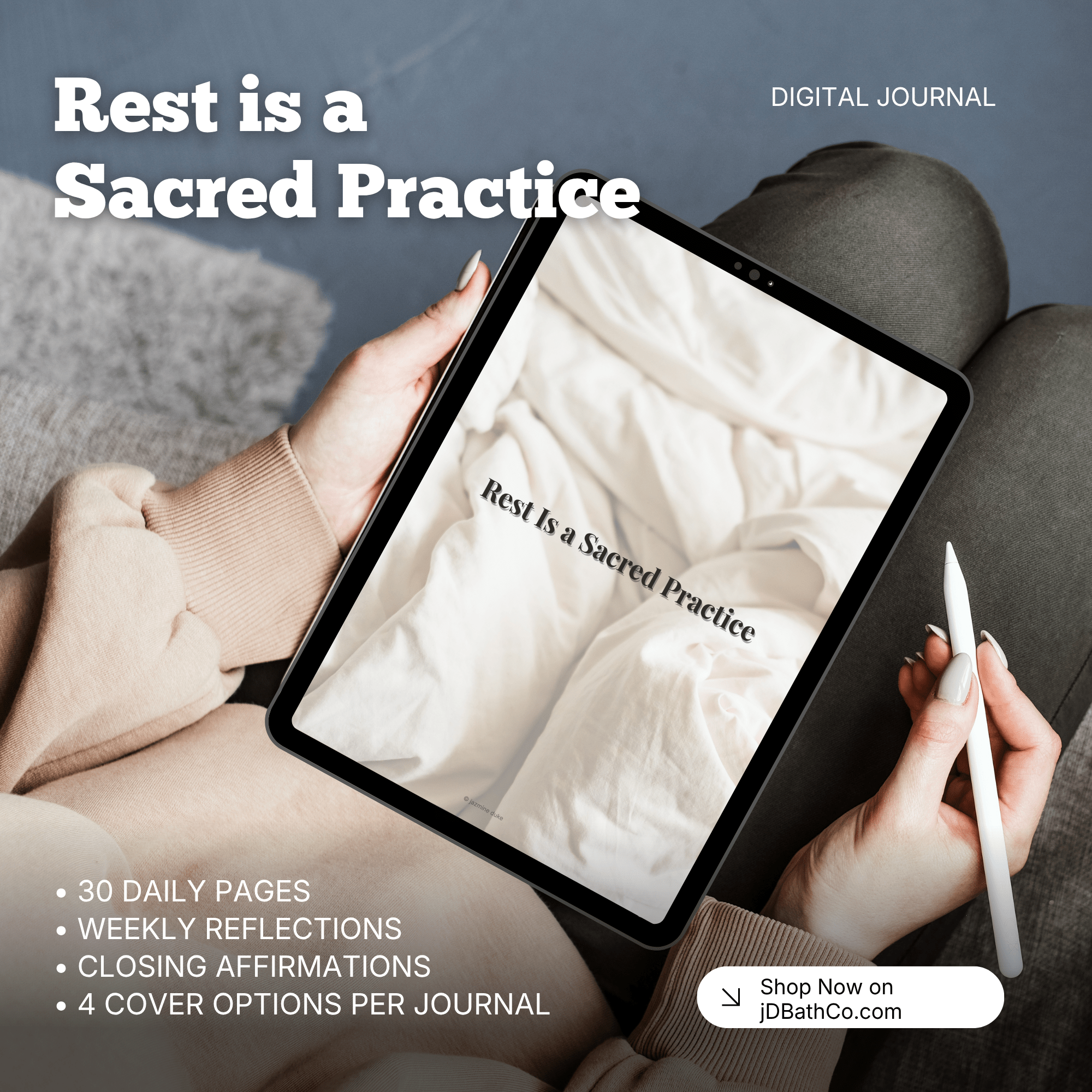 Rest is a Sacred Practice Journal | Burnout Recovery (Digital Journal) - jD Bath Co-